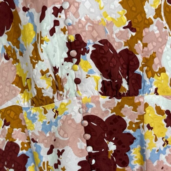 Sezane 100% Silk Sollie Maxi Dress Floral Watercolour Size 36 French US 4 Boho - Picture 8 of 15